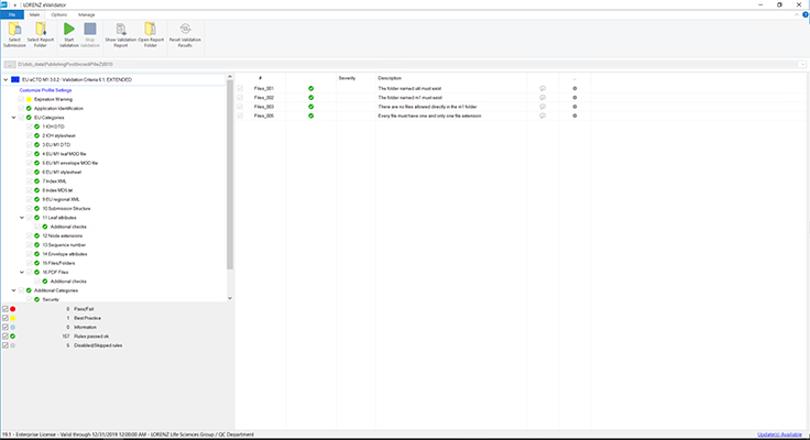 eValidator FIVE validation result